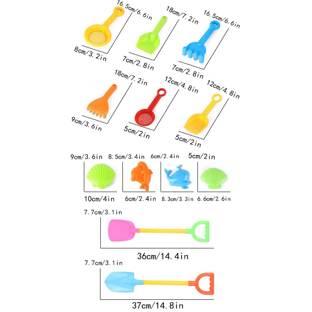 17pcs Children Beach Toys Sand Play Kit Baby Summer Digging Tool with Shovel Outdoor Toy Set Box for Kid Creative Birthday Gift