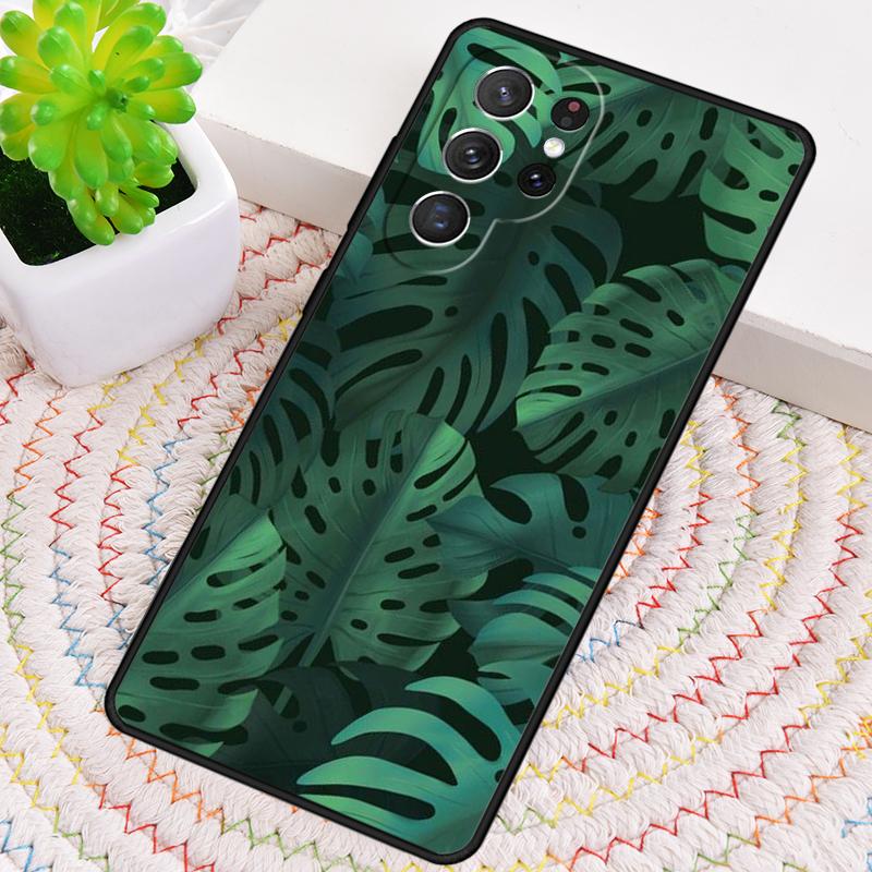 Green Tropical Leaves Leaf Silicone Phone Case For Samsung Galaxy note 10 pro S26 S25 S24 S23 S22 S21 Plus S25Ultra Capa Cover