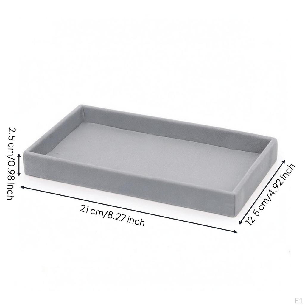 Schmuck-Display-Tablett Niedrigprofil Samt Stapelbar für Sammler, Juweliere, Schubladen,