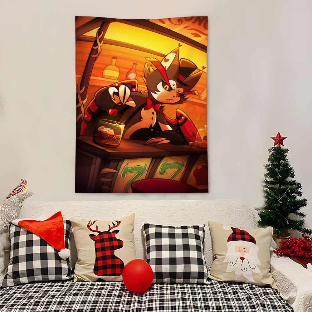 Anime Hhazbin Hotel Husk Tapestry Decoration Art Microfiber Background For Bedroom Living Bar Garden Outdoor Festival