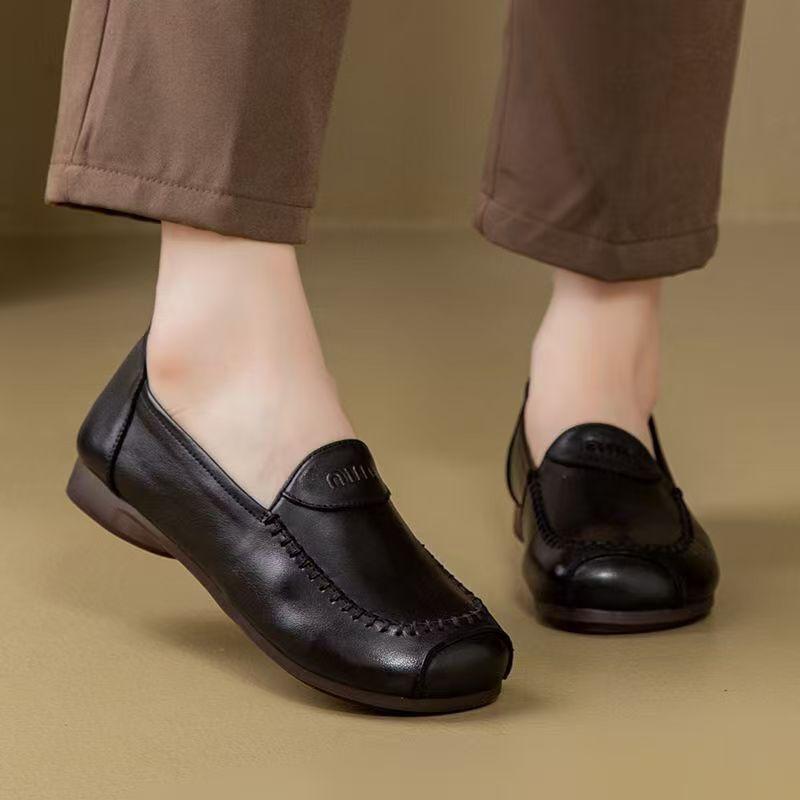 High-end quality single shoes comfortable super soft leather shoes beef tendon soft sole mother Doudou shoes