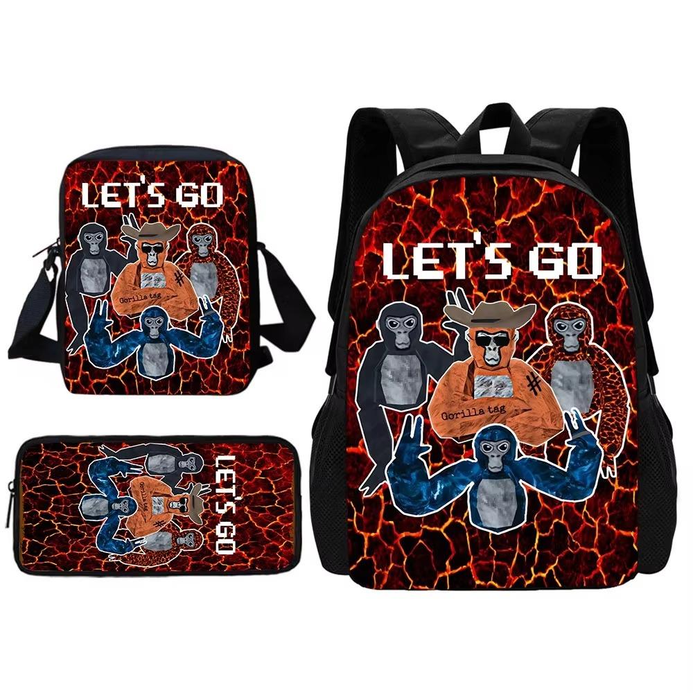 Etichetta Gorilla Cool Novità Cartone Animato Zaino Scolastico per Bambini Con Borsa a Spalla Astucci Zaini Scolastici per Ragazzi Ragazze Miglior Regalo