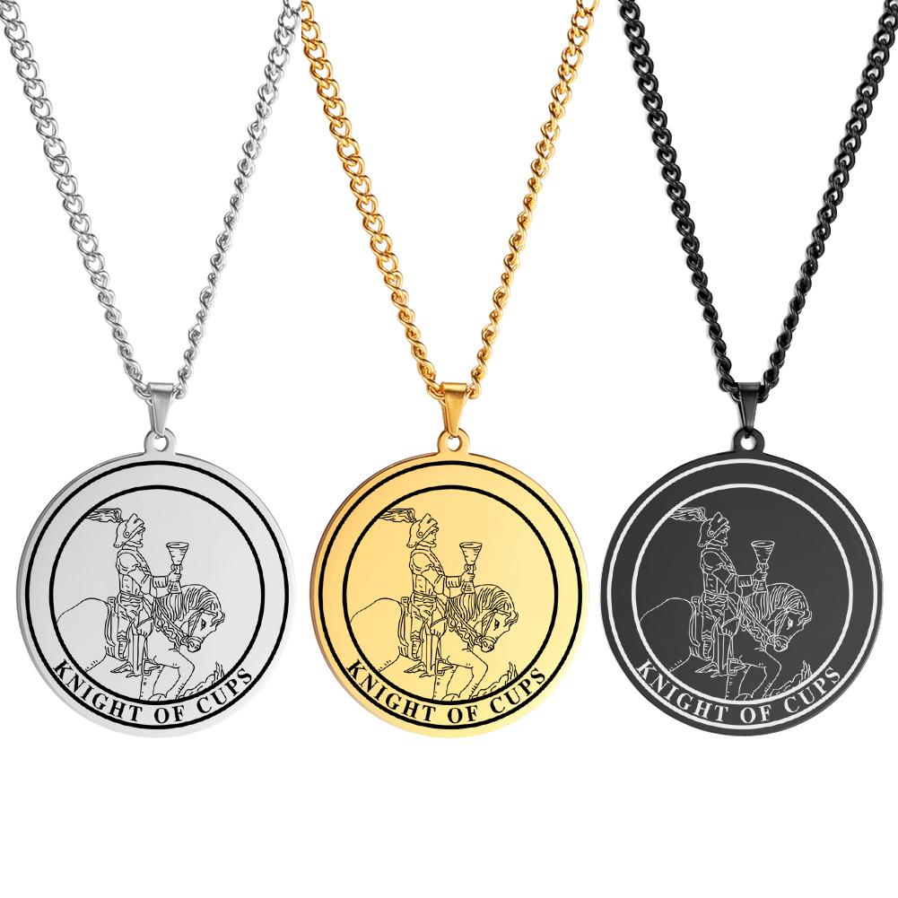 LIKGREAT Gold Color The Cups Tarot Necklace Men Stainless Steel Jewelry Minor Arcana Talisman Pendant Lucky Amulet Birthday Gift