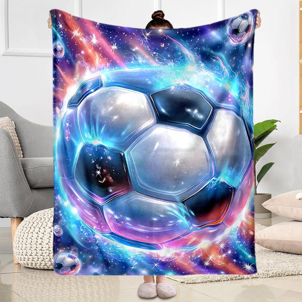 1 Stück Fußball-Decke Bequem Weich Leicht Alle Jahreszeiten Mehrzweck-Decke Reisen Camping Picknicks Sofa Büro Bett Wohnzimmer Geschenk Freunde