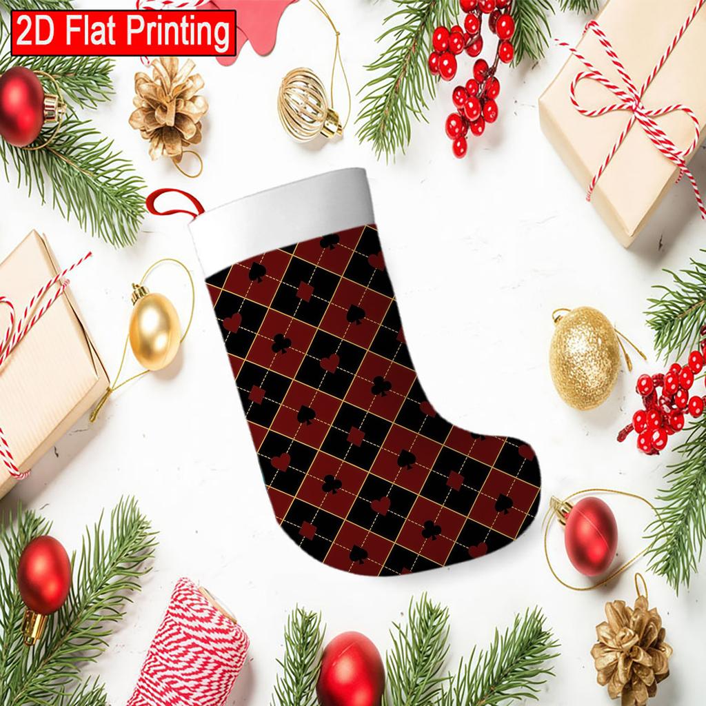 Christmas Decoration Fireplace Hanging Stocking1pc 44.96 X 27.94 Cm Rhombus Poker Heart Spade Club Diamond Chr