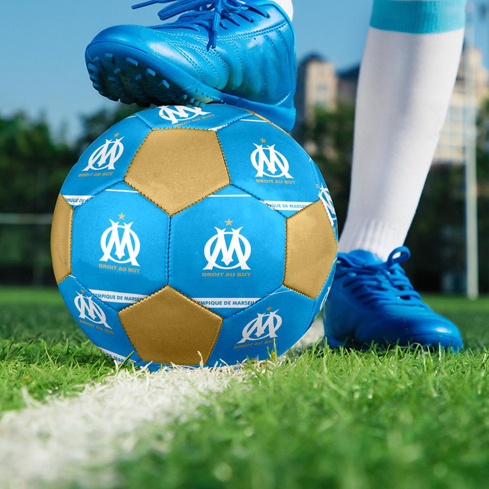 Olympique de Marseille Indoor Soccer Ball Colorful All Ages Size 5 Machine Stitched PVC Competition Ready Durable High-Bounce