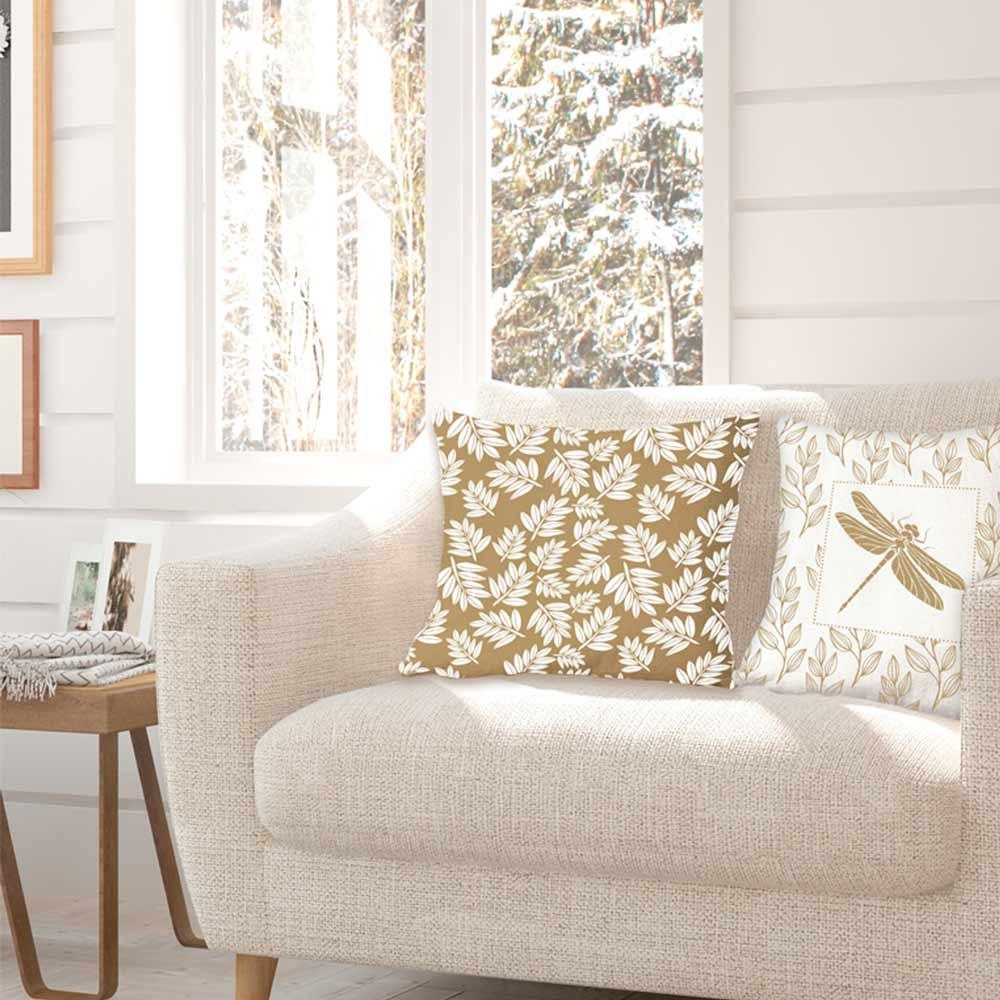 Les Trésors De Lily [Q4325] - Bavlněný povlak na polštář 'Nature', béžová taupe (vážka) - 40x40 cm