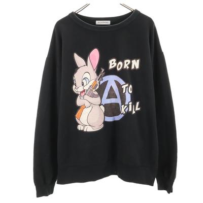 PSYCHOWORKS Rabbit Long Sleeve Sweat Trainer Black Unisex Men's Used