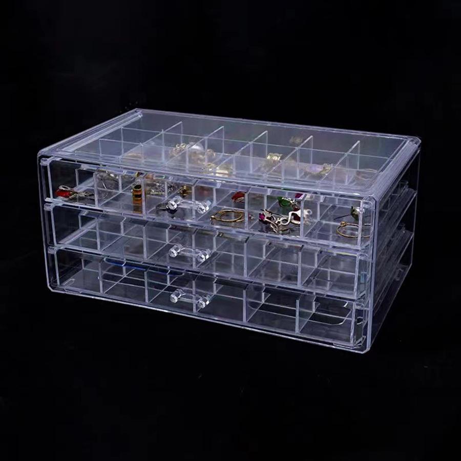 1pc, Jewelry Storage Box, Material: Transparent PS, Color: Transparent, Brown, Gray, Pink