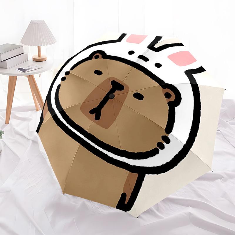 1pc Bunny Capybara Automatic Open/Close Umbrella, Folding Compact Umbrella with Lightweight Design for Women/Menyy251028217
