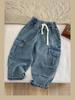 Spring 2025 Cool Multi-Pocket Jeans for Boys - Casual Children's Long Pants