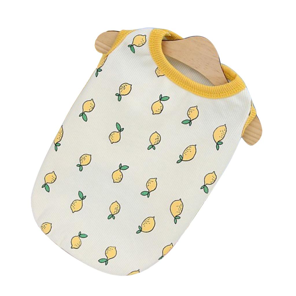 Dog Vest Lemon Pattern Comfortable Lovely Breathable Cotton Dog Clothing Pet Outfit for Summer Beige S