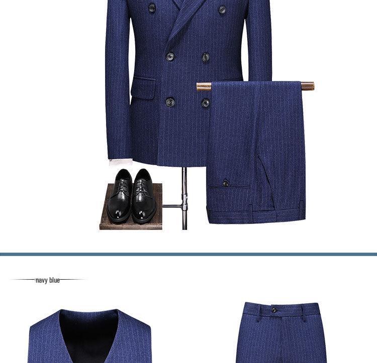 Korean Style Slim Fit Striped Men's Suit Set - Casual Blazer Jacket for Weddings and Professional Wear