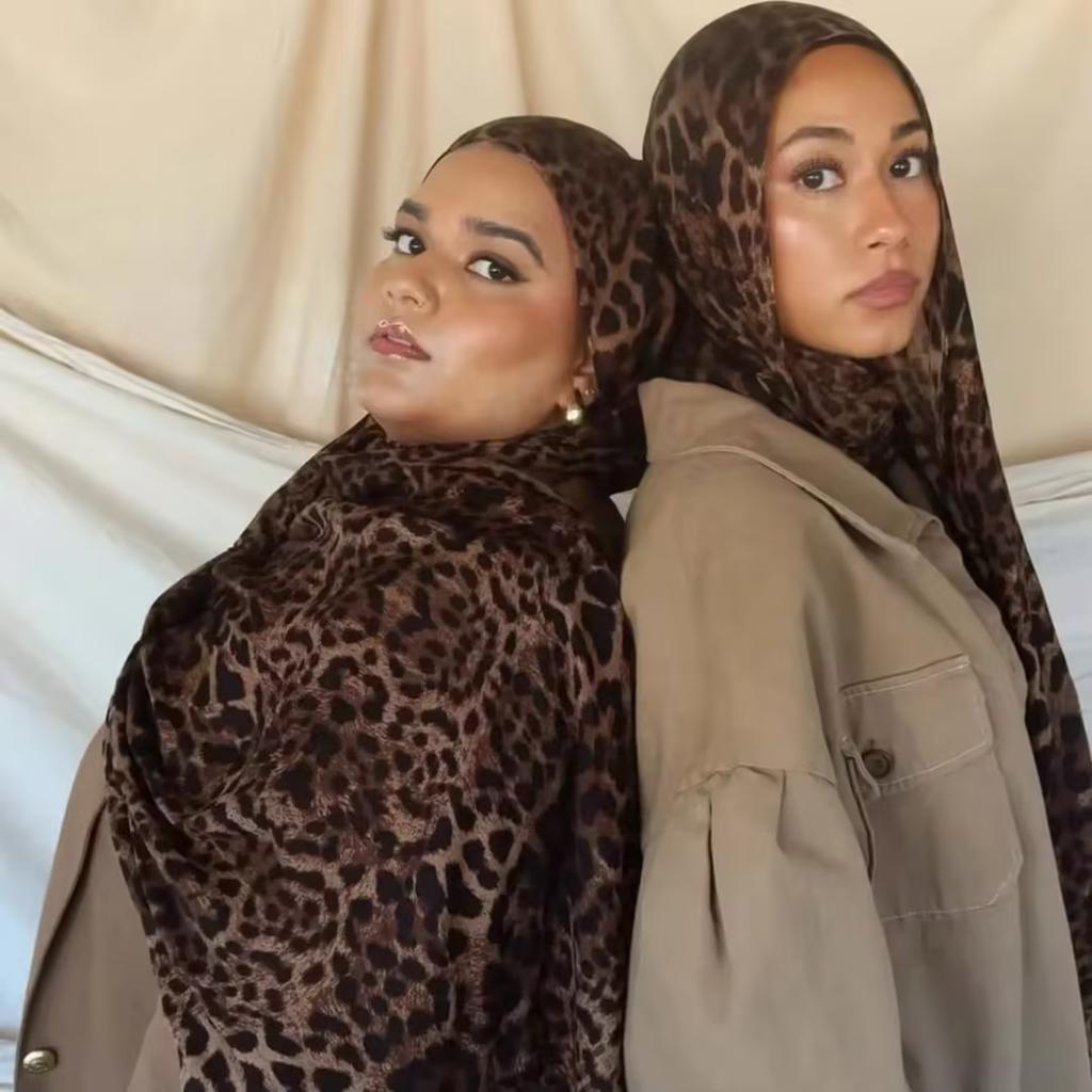 Chiffon Leopard Print Hijab Scarf Woman Muslim Hijab Shawls Islamic Muslim Fashion Turban Ramadan Headscarf
