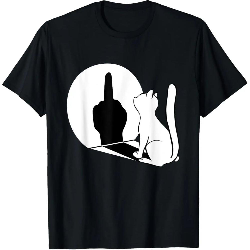 Middle Finger Cat Stateunisext Cat Funny Tshirt Regular Short Sleeve Tops Oneck Unisex Unisex Cotton Tshirt Summer Shirts Top