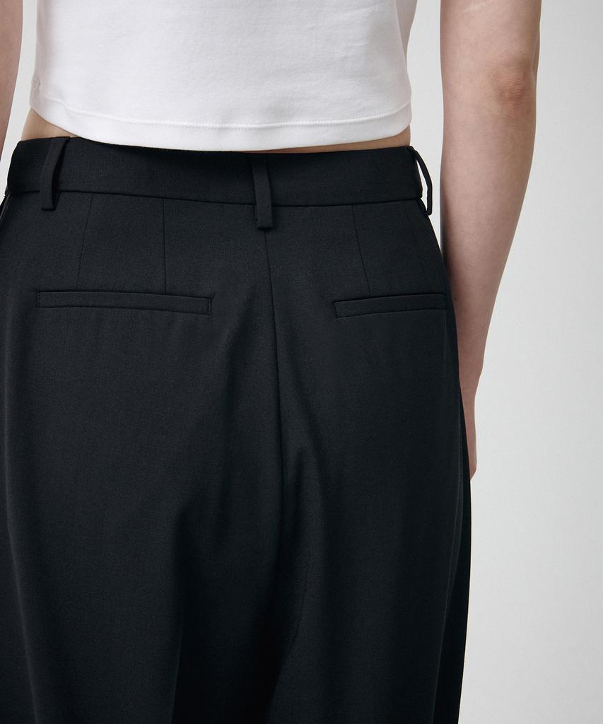 MUSINSA STANDARD WOMAN Women'S Summer Wool Loose Tapered Hidden Banding Slacks [Black]