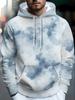 Men's Fashion Long Sleeve Hoodie, Trendy Printed Sports Sweatshirt with Blue and White Watercolor Cloud Pattern. Soft, Comfortable, and Breathable