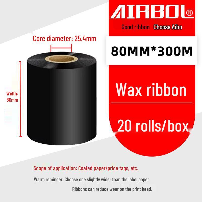 110x300m Wax & Resin Full Resin Water Washable Thermal Transfer Ribbon Roll for Barcode Label Printers.