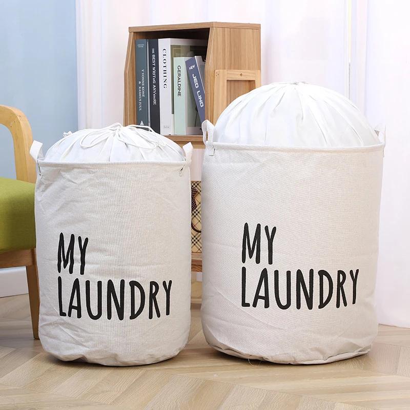 Foldable Drawstring Laundry Basket Large Capacity Waterproof Clothes Storage Basket for Home Bathroom Children's Toy Organizer