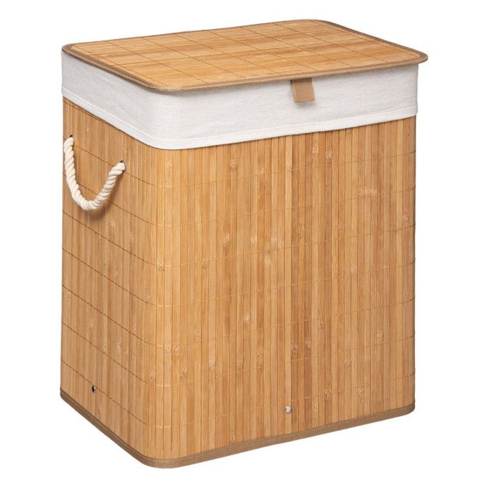 Bamboo or Black Laundry Basket 60 Liters Atmosphéra - Bamboo