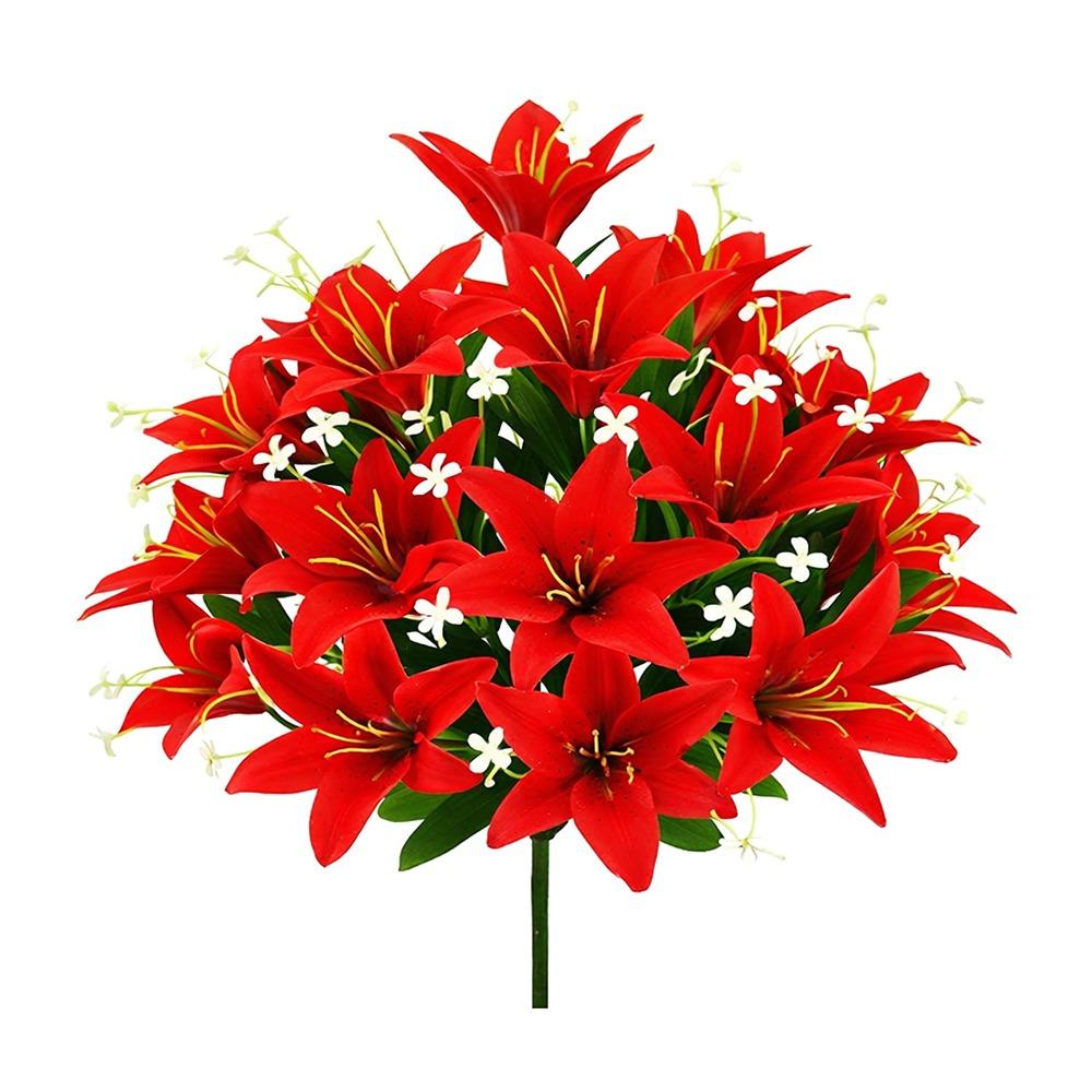 

18 Heads Artificial Lilis DIY Flower Realistic Fake Flowers Multicolor Floral Arrangement Flower Bouquet Bridesmaids Accessories красный