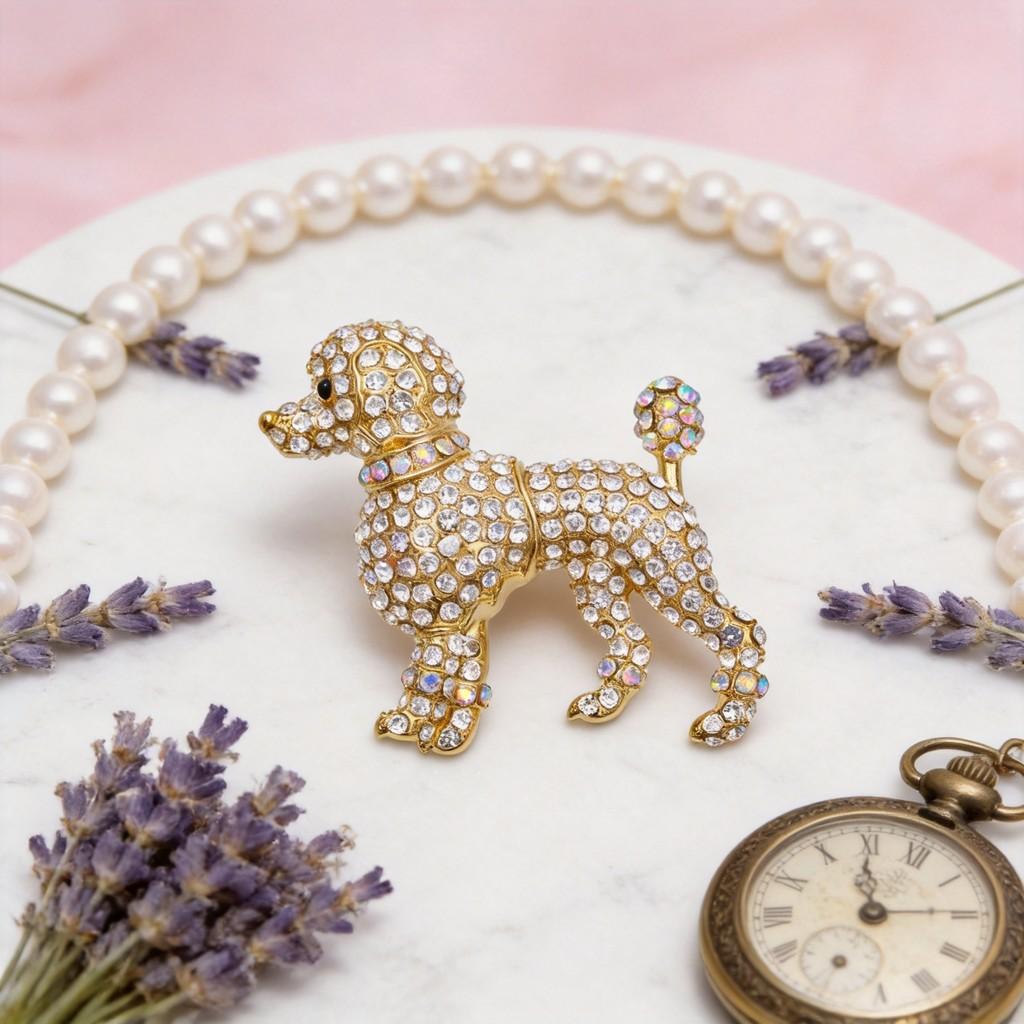 Animal Dog Alloy Brooch With Electroplated Finish For Formal Wear And Gift Purposes