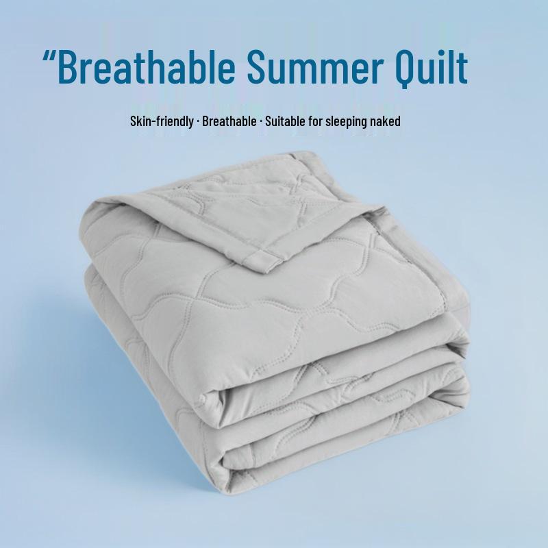 INS Skin-Friendly Washable Cotton Summer Quilt - Brushed Flannel Cooling Blanket for Dorms