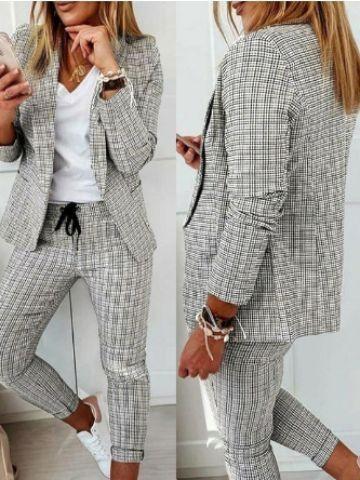 Women's Temperament Cardigan Pocket Casual Wide-leg Pants Set