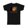 Gift T-Shirt : Afghanistan Afghan Flag Coat Of Arms Country Vintage Souvenir