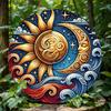 Sun and Moon Round Metal Wall Art (Engraved)  PreDrilled Aluminum Sign Stylish Home Accent  Thoughtful Gift Choice