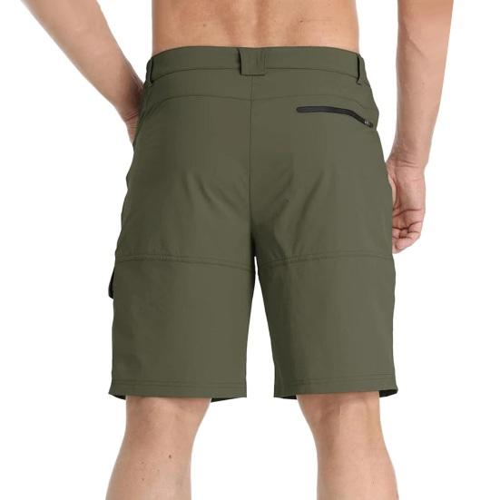 Men Cargo Shorts Button Zipper Design Outdoor Travel Fly Multi-Pocket Shorts Pure Color Wide Leg Summer