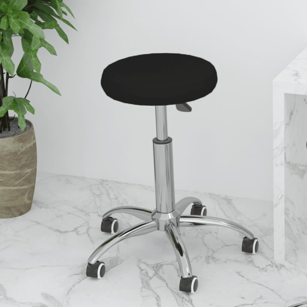 Vidaxl Swivel Office Chair, Black, Upholstered with Faux Leather