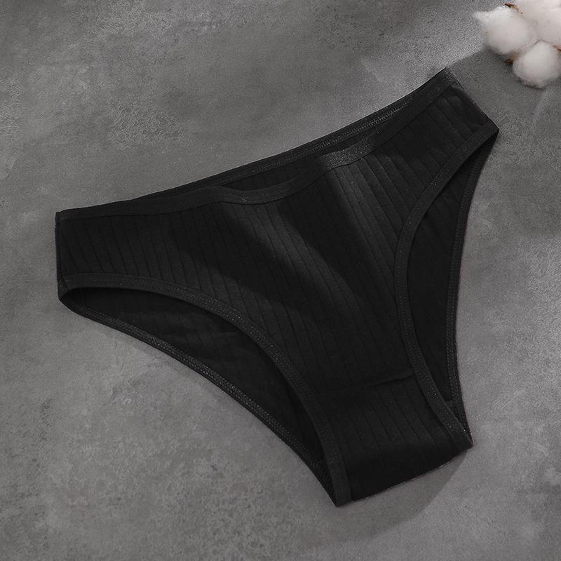 Damskie Bezszwowe Bawełniane Majtki w Paski Seksowne Niskiej Talii Jednokolorowe Majtki Miękkie Oddychające Majtki Wygodna Bielizna