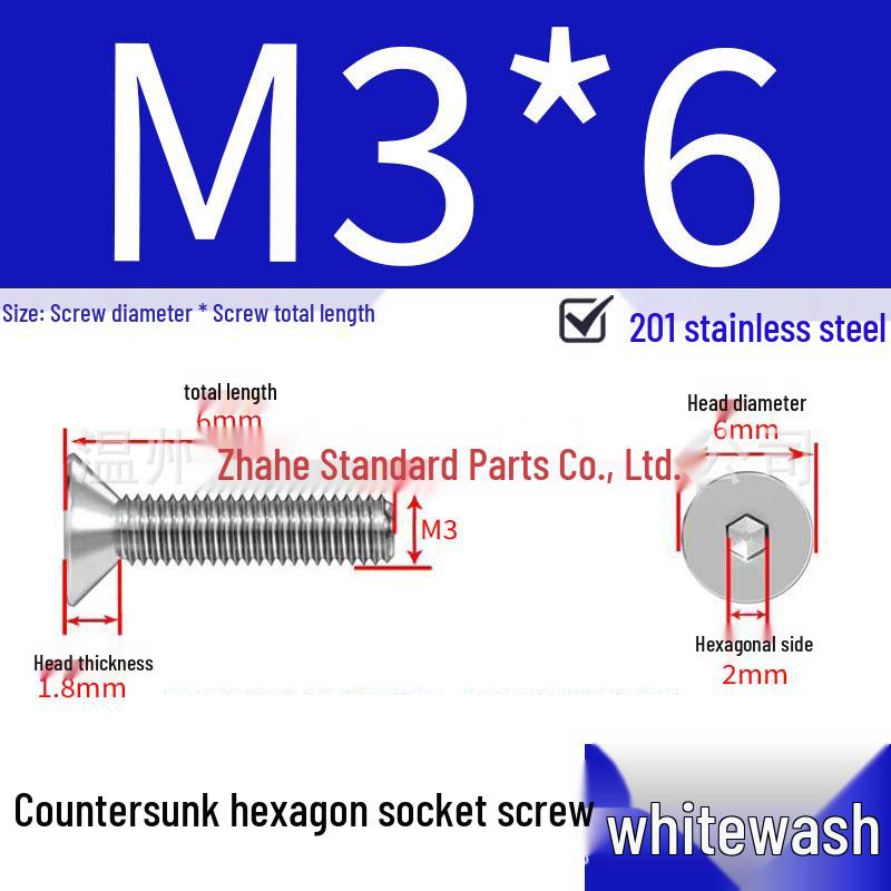 201 Stainless Steel Hex Socket Countersunk Flat Head Screws