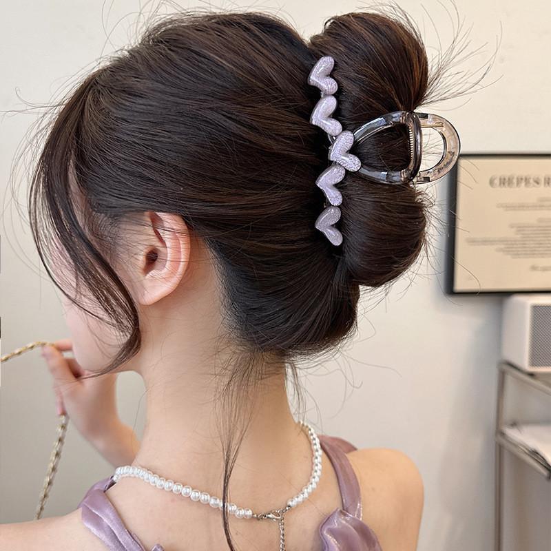 Large Acrylic Heart Hair Clip Girl Korean Style Simple Fashion Shark Clip Hair Accessories