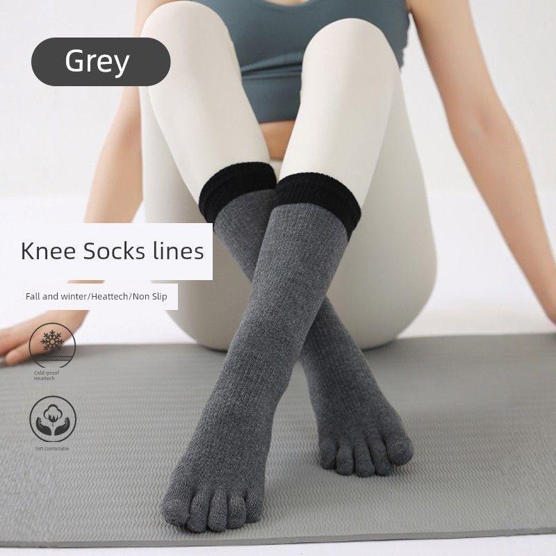 

Гольфы до колена Носки для йоги Носки с пятью пальцами Нескользящие носки Женские летние Профессиональные носки для пилатеса Гольфы Трубчатые носки Носки для фитнеса в помещении Спортивные носки Five-finger Gray