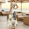 Floral Sleeveless Long Dress for Vacation Loose Fit Lightweight Elegant,Comfortable for Travel Photos & Daily Wear