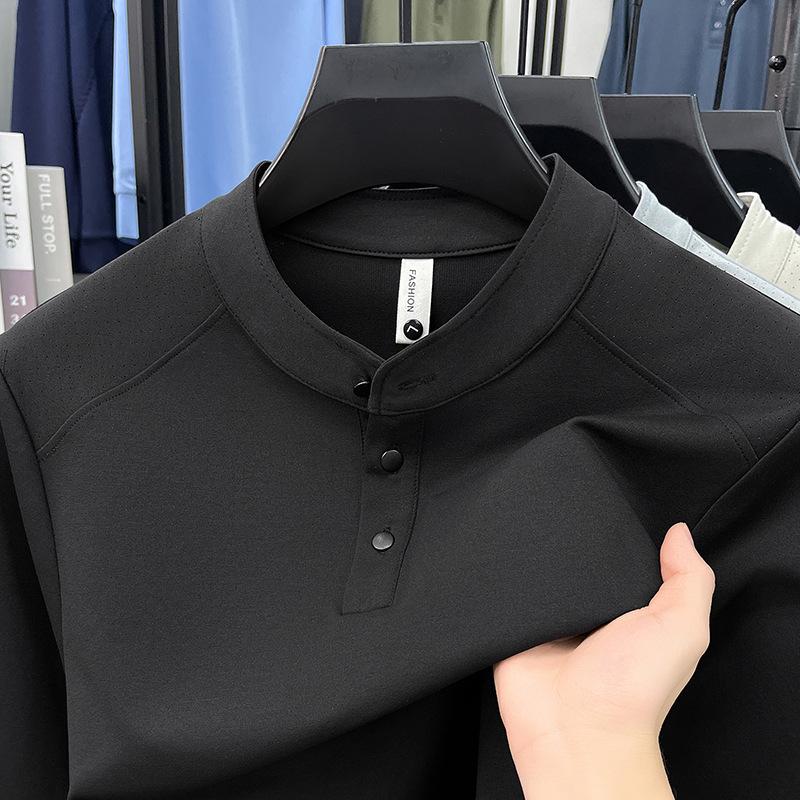 

Men s Chinese Style Stand Collar Long Sleeve T-shirt - Spring 2026 Collection XL - Suggested Weight: 130-145