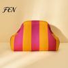 Portable Clutch Purse Woven Striped for Woman, Large Capacity Cosmetic Pouch, Pouch Knit Dumpling Bag, Kiss Lock Handbag Evening, Party Travel Makeup