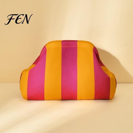 Portable Clutch Purse Woven Striped for Woman, Large Capacity Cosmetic Pouch, Pouch Knit Dumpling Bag, Kiss Lock Handbag Evening, Party Travel Makeup