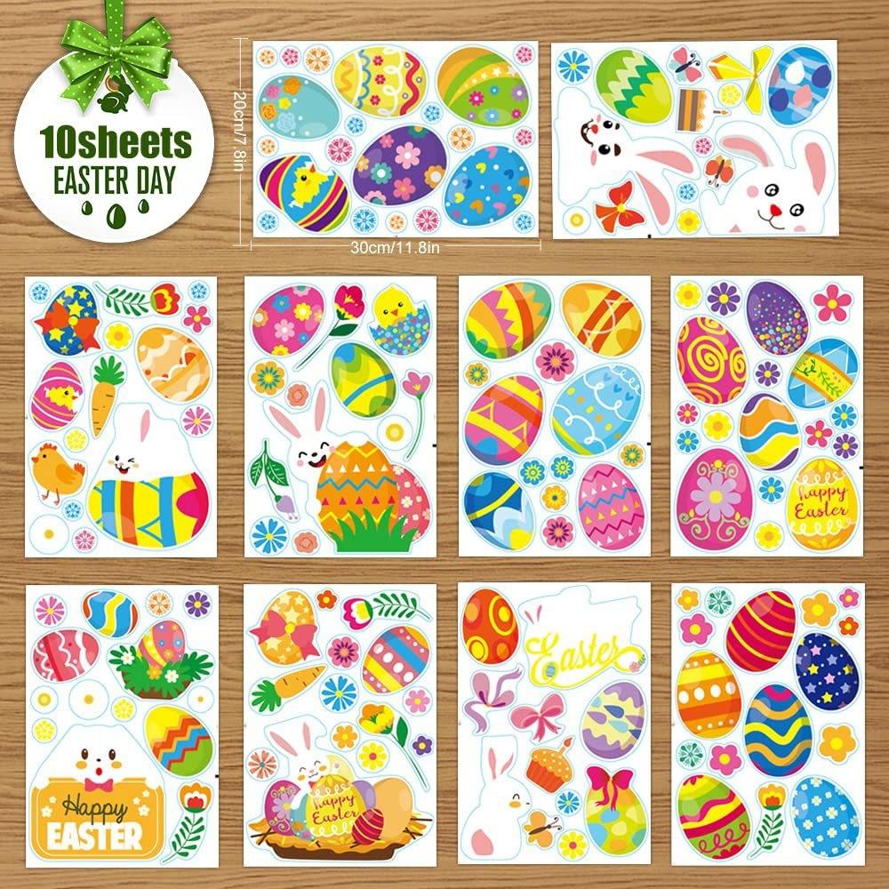Xh107 Easter Whimsical Bunny Static Window Stickers For Playful Decor Family