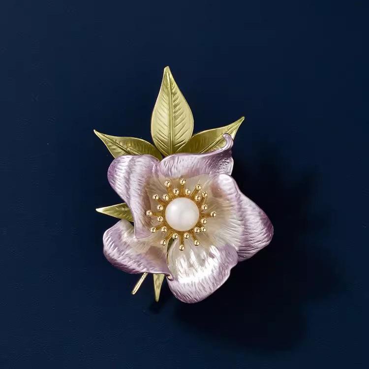 

Простая эмалированная брошь-цветок, Высококлассная и элегантная жемчужная брошь для женщин и Изящная брошь-аромат фиолетовый