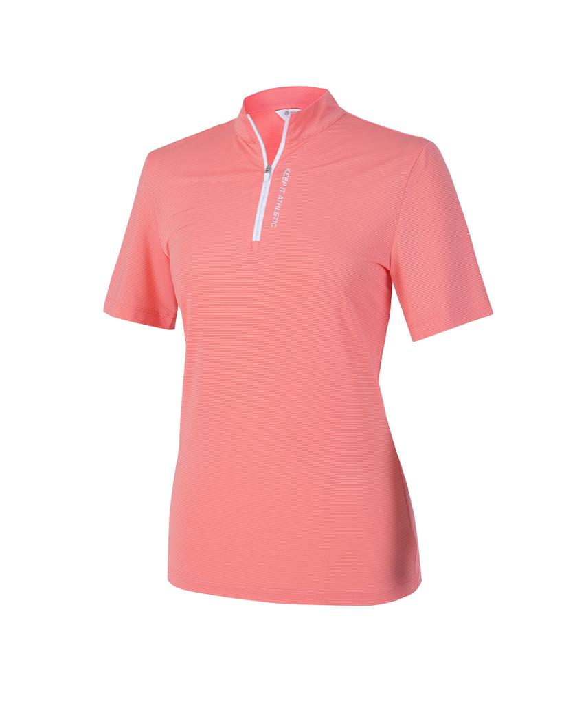 2ELA [2Pack] Women'S Everycool Cooling Zip-Up Short Sleeve T-Shirt 5 Colors (D Type)