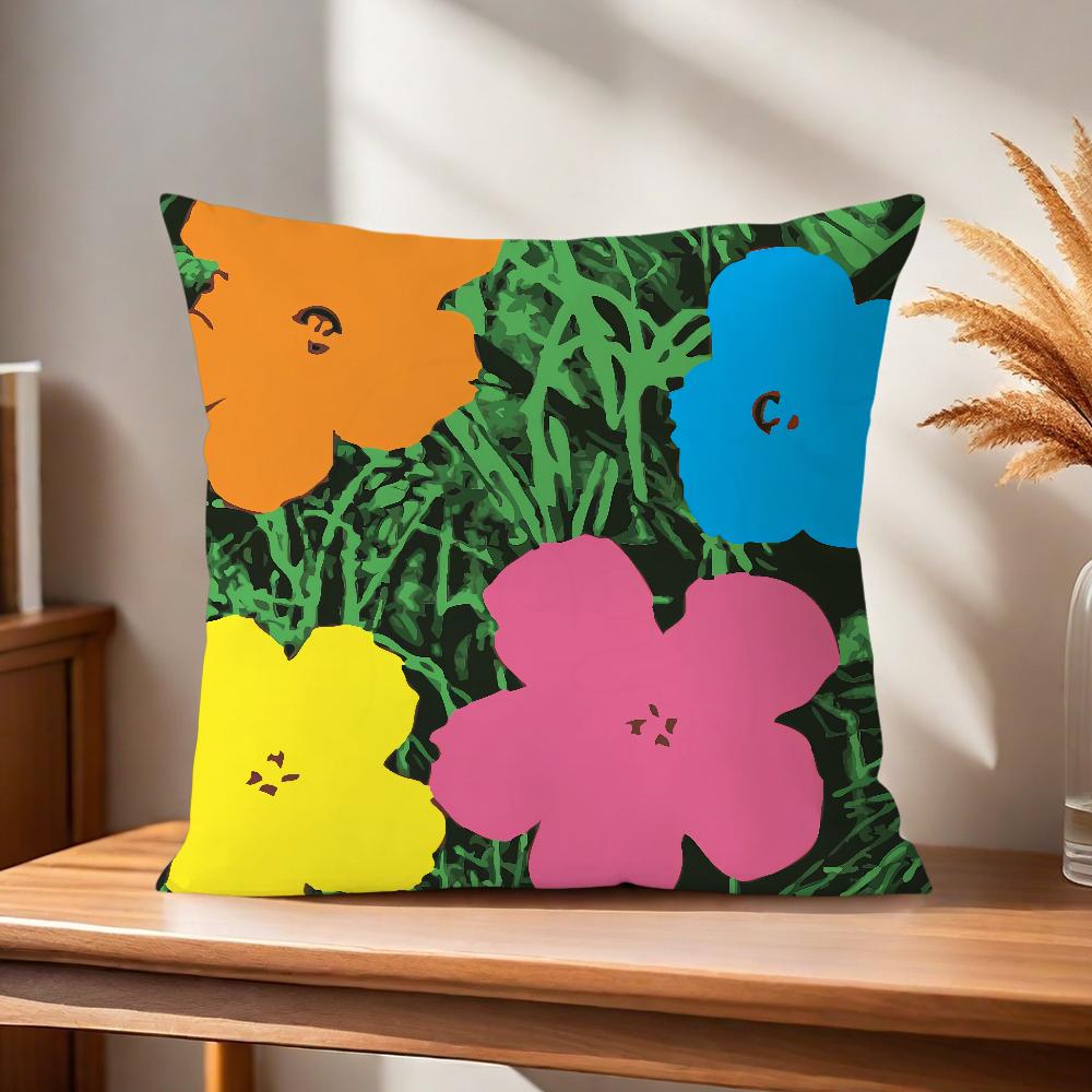 Komfortabelt mykt Blomster Warhol Putetrekk A-Andy for Sofa Stue Hjemmekontor Dekor og Beskyttende Pop-trekk
