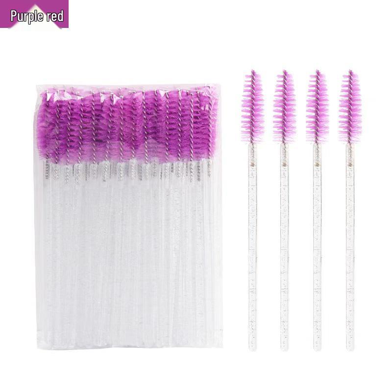 Pack of 50 Colorful Crystal Rod Disposable Eyelash & Eyebrow Nylon Brushes