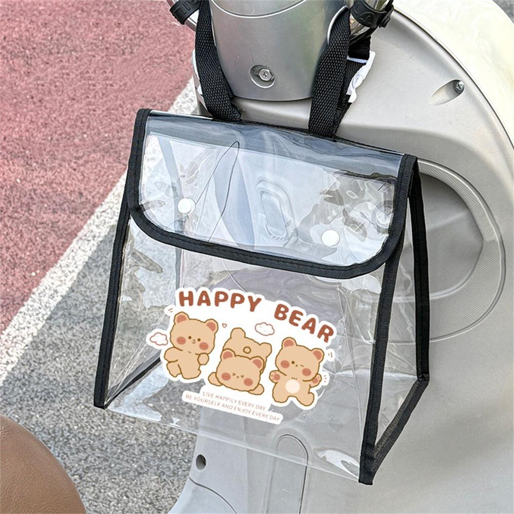Clear Pvc Waterproof Hanging Bag Electric Vehicle Front Pocket Large Capacity Mobile Phone Lipstick Storage Bag Shopping Handbag