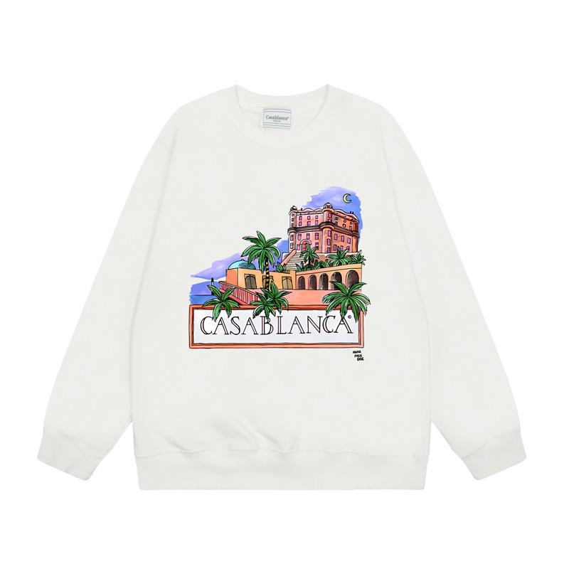 Casa spring and summer fantasy door starry sky castle casa letter long sleeve crew neck sweater couple T-shirt men and women couples