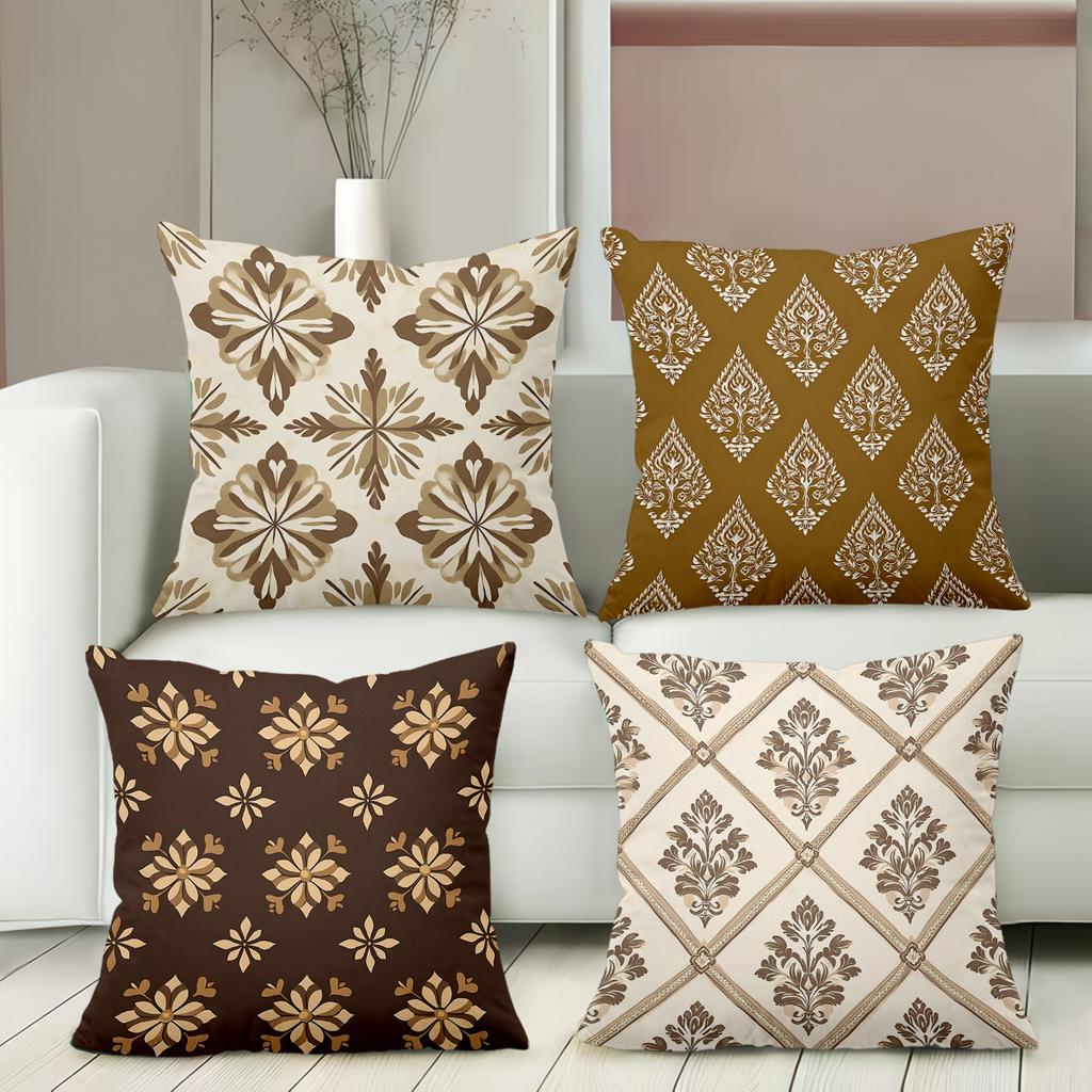 Decorative Throw Pillows With Floral And Damask Patterns Polyester Pillowcase, Sofa Decorative Cushion Cov Headboard Pillow