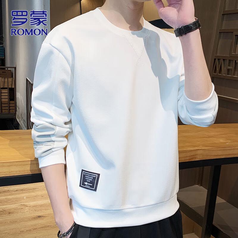 ROMON Men's Casual Round Neck Long-Sleeve Sweatshirt