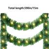 Christmas Tree Shiny Garland Light 49.21ft Tinsel Shiny Streamers Ornaments Twist Light Strips Prelit Christmas Decor With LED